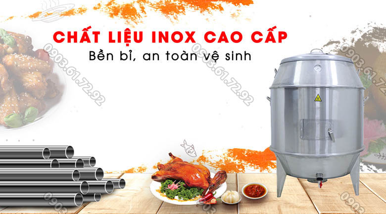 l&ograve; quay vịt inox đa năng lồng 100cm d&ugrave;ng than