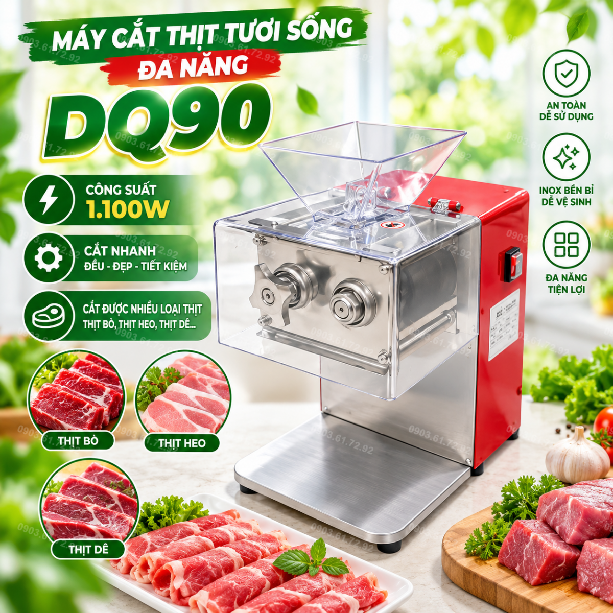 m&aacute;y cắt thịt tươi sống DQ90 NEW