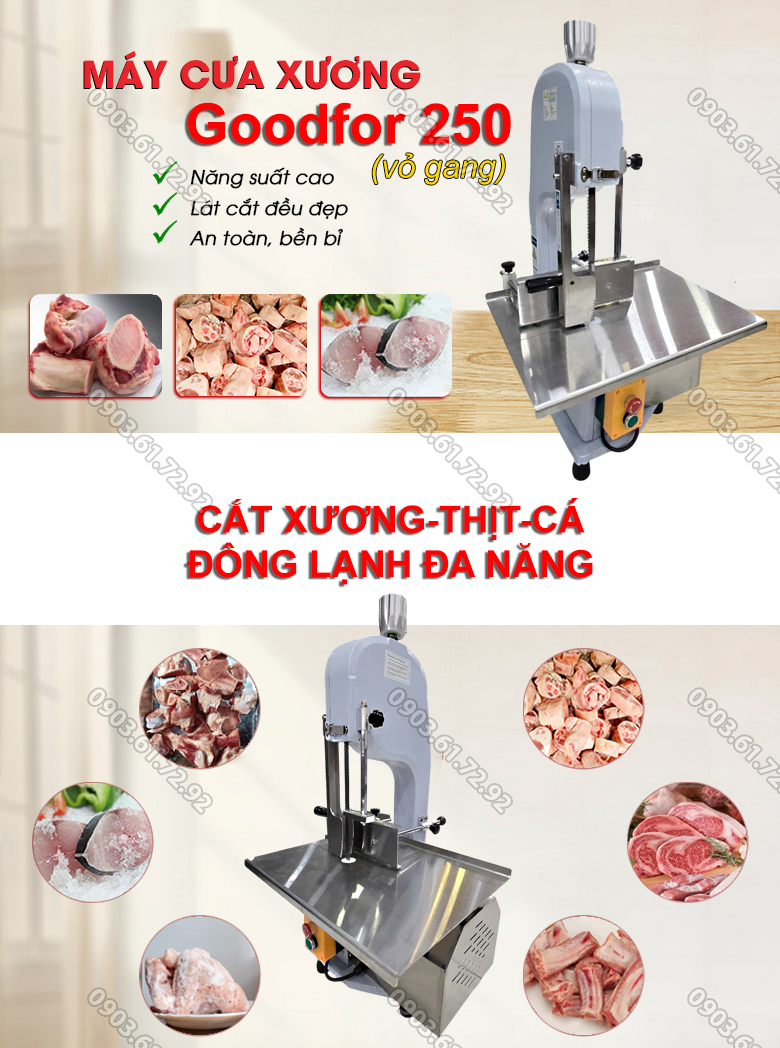 m&aacute;y cưa xương gi&ograve; heo thịt c&aacute; đ&ocirc;ng lạnh 250 vỏ gang
