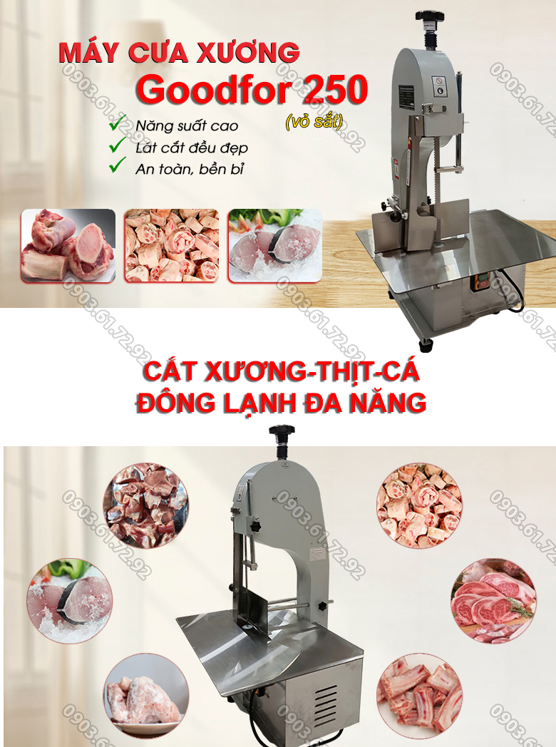 m&aacute;y cưa xương thịt c&aacute; đ&ocirc;ng lạnh 250 vỏ sắt