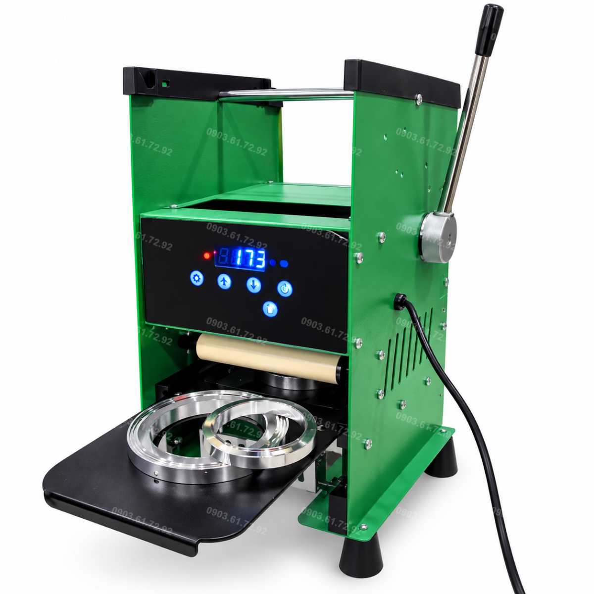 m&aacute;y d&aacute;n miệng ly nhựa dập tay K120-J