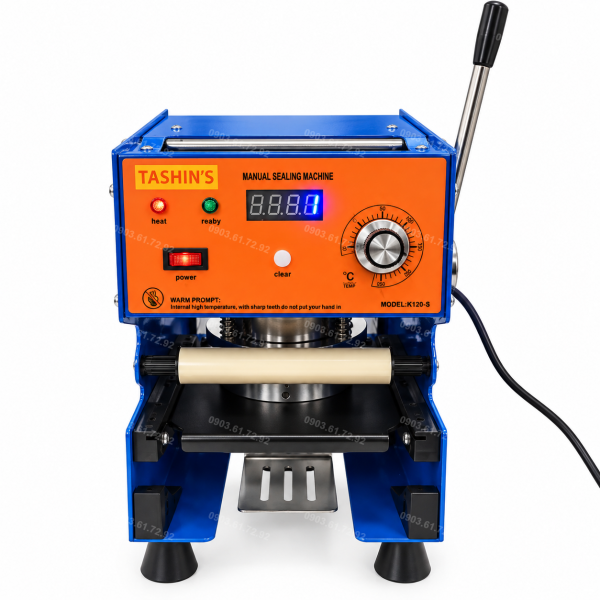 m&aacute;y d&aacute;n miệng ly nhựa dập tay W120-S