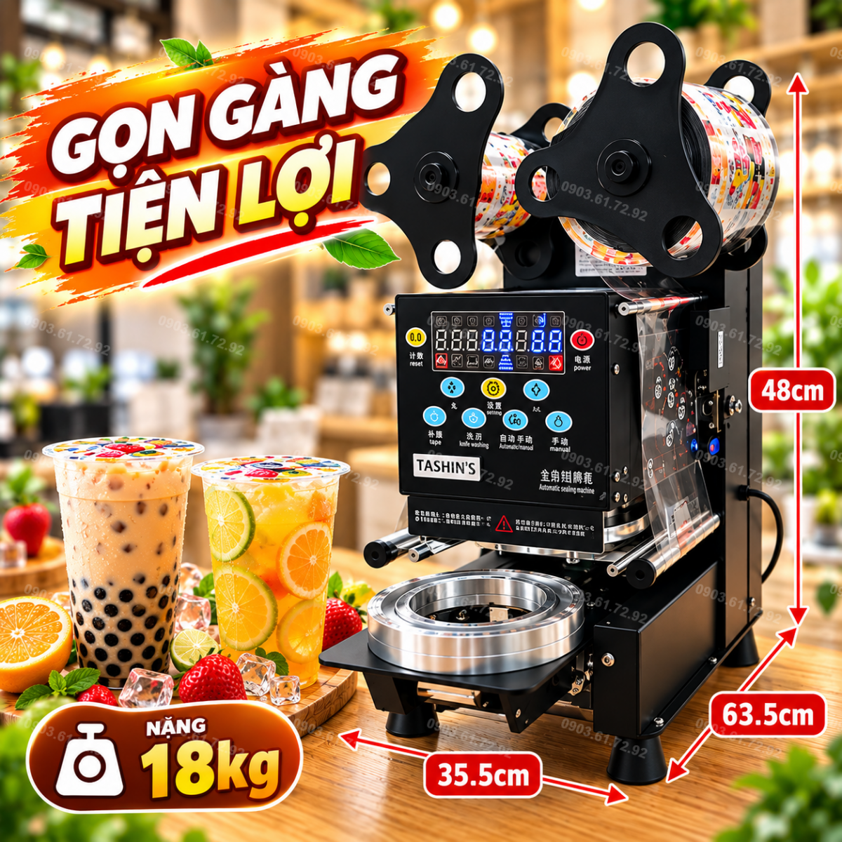 m&aacute;y d&aacute;n miệng ly 1 lit tự động K120-J
