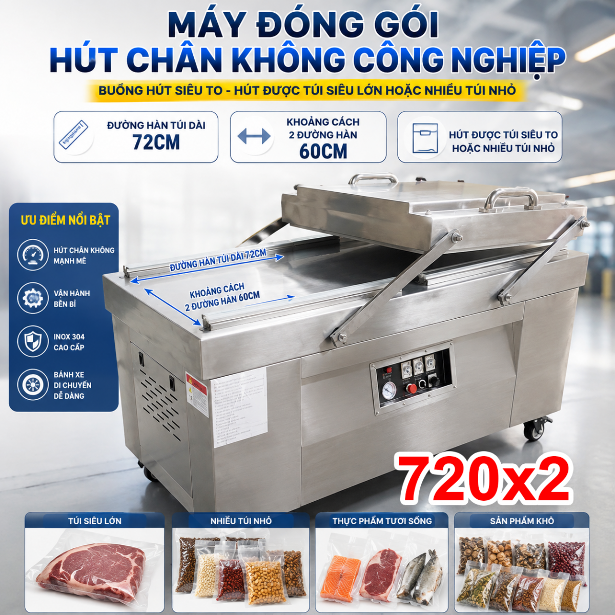m&aacute;y đ&oacute;ng g&oacute;i h&uacute;t ch&acirc;n kh&ocirc;ng c&ocirc;ng nghiệp DZQ 720x2 new
