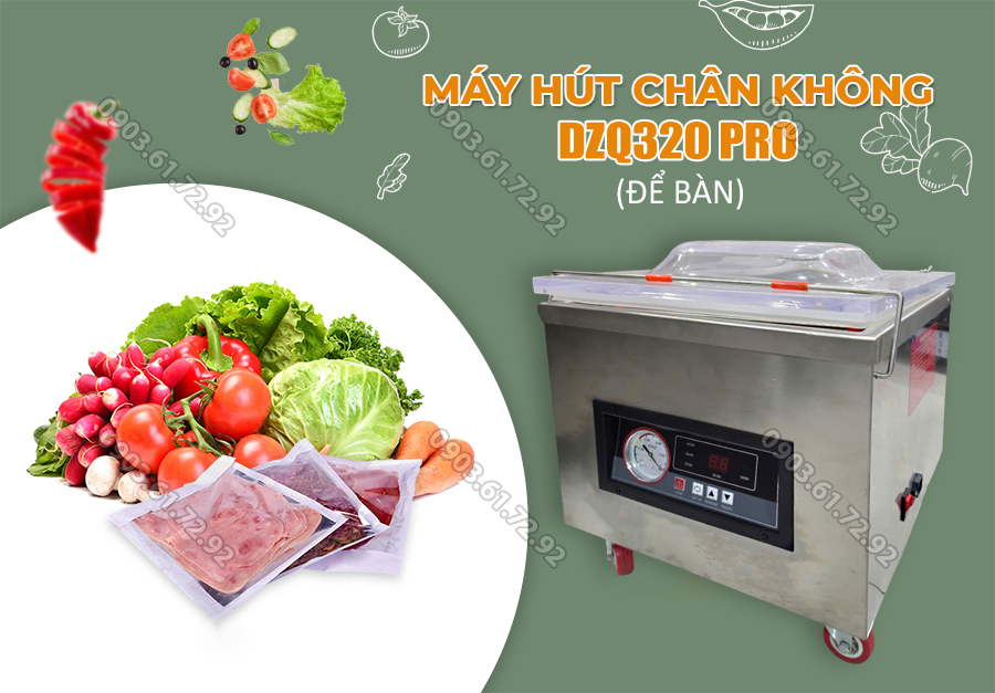m&aacute;y đ&oacute;ng g&oacute;i h&uacute;t ch&acirc;n kh&ocirc;ng để b&agrave;n DZQ320 PRO