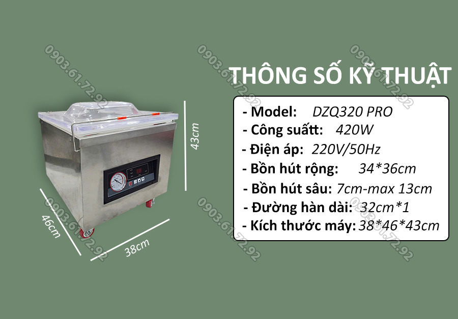 m&aacute;y đ&oacute;ng g&oacute;i h&uacute;t ch&acirc;n kh&ocirc;ng để b&agrave;n DZQ320 PRO