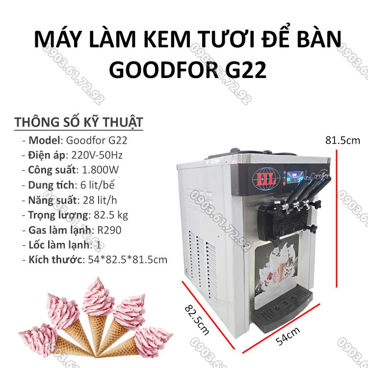 m&aacute;y l&agrave;m kem tươi để b&agrave;n G22
