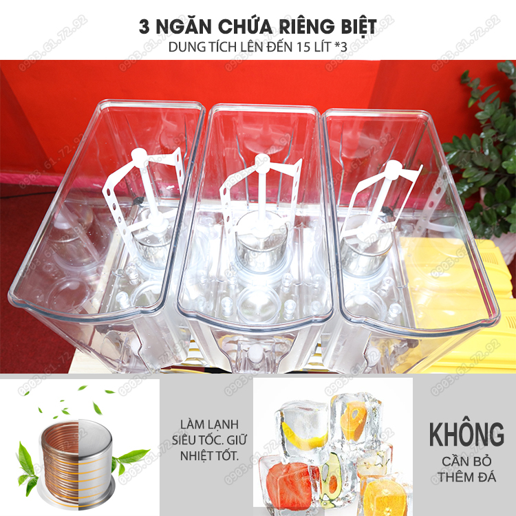 m&aacute;y l&agrave;m m&aacute;t nước tr&aacute;i c&acirc;y 3 ngăn xoay đảo