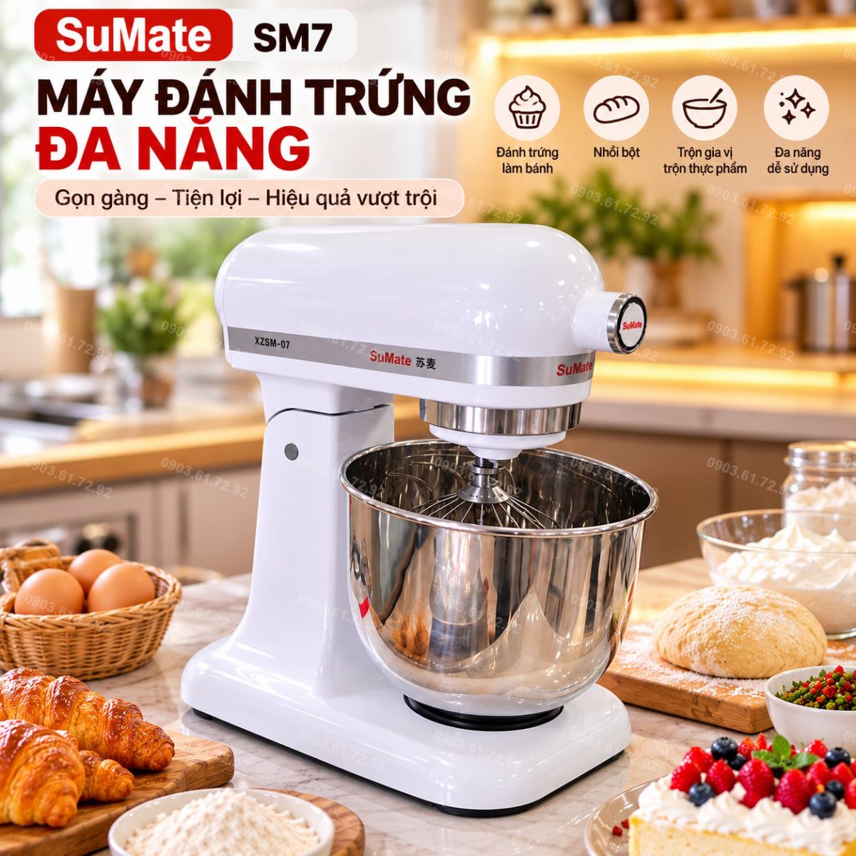 m&aacute;y đ&aacute;nh trứng đa năg sumate sm-07 428w