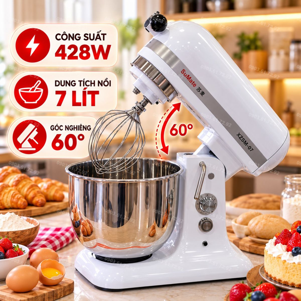 m&aacute;y đ&aacute;nh trứng đa năg sumate sm-07 428w
