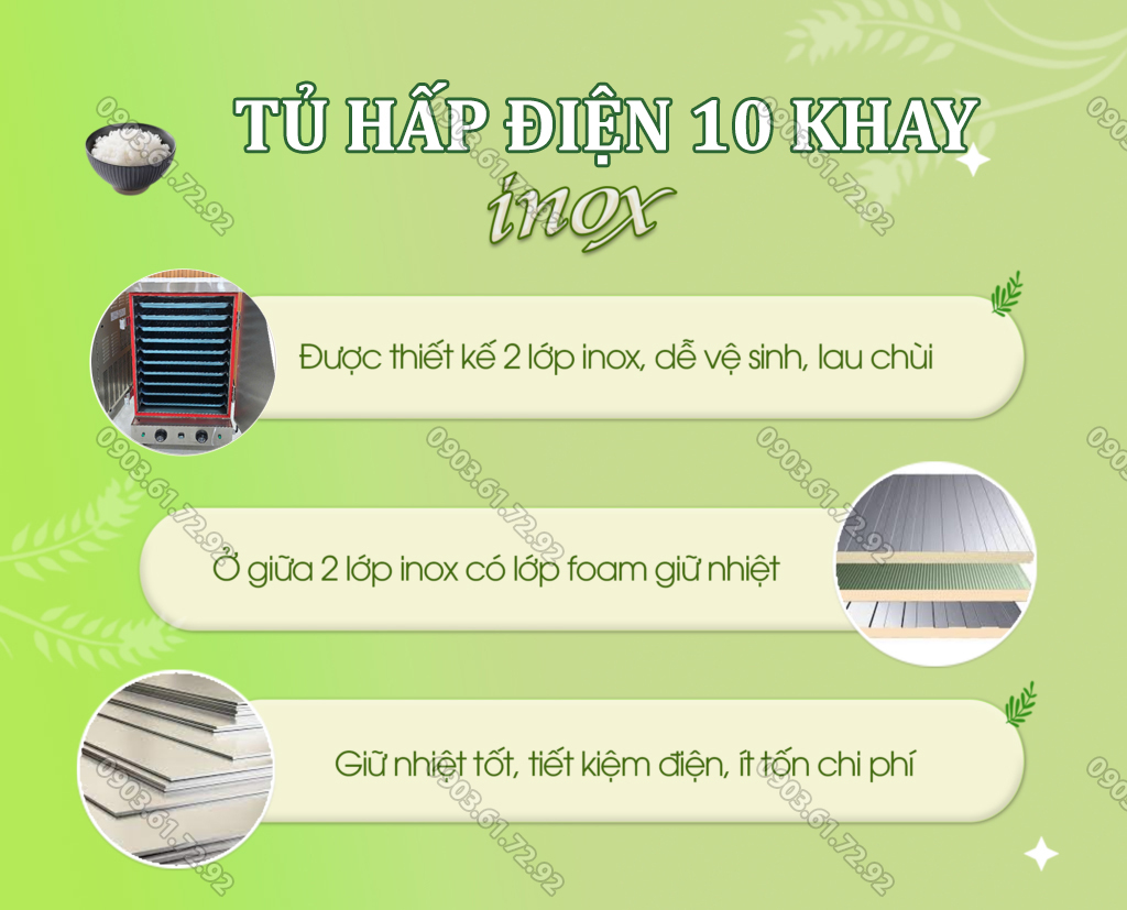 tủ hấp đa năng 10 khay kh&ocirc;ng tủ điện